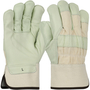 Protective Industrial Products Large Natural Premium Grain Cowhide Palm Gloves With Fabric Back And Safety Cuff