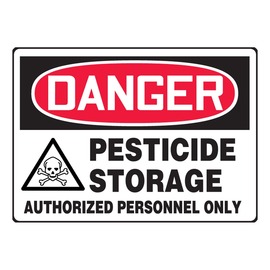 Accuform Signs® 10" X 14" Black/Red/White Plastic Safety Sign "DANGER PESTICIDE STORAGE AUTHORIZED PERSONNEL ONLY"