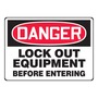 Accuform Signs® 7" X 10" Black/Red/White Plastic Safety Sign "DANGER LOCKOUT EQUIPMENT BEFORE ENTERING"