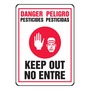 Accuform Signs® 14" X 10" Black/Red/White Adhesive Dura-Vinyl™ Bilingual/Safety Sign "DANGER PESTICIDES KEEP OUT"