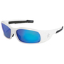 Crews Swagger® White Safety Glasses With Blue Diamond Mirror/Anti-Scratch Lens