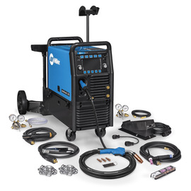 Miller® Multimatic® 255 Single Phase MIG Welder With 208 - 575 Input Voltage, EZ-Latch™ Dual Cylinder Running Gear And Accessory Package