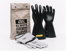 OEL Size 9 Black Rubber/Goatskin CLASS 2 Linesmens Gloves