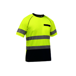 Protective Industrial Products X-Large Hi-Viz Yellow Bisley® Fresche® Lightweight Cotton/Polyester Short Sleeve T-Shirt With Cotton Backing And Chest Pocket