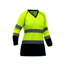 Protective Industrial Products Women's 3X Hi-Vis Yellow Bisley® Fresche® Lightweight Cotton/Polyester Long Sleeve Shirt With Navy Bottom