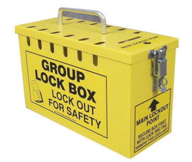 Accuform Signs® Black/Yellow Steel Lock Box "LOCK OUT FOR SAFETY"
