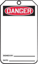 Accuform Signs® 5 3/4" X 3 1/4" Black, Red And White HS-Laminate English Accident Prevention Safety Tag "DANGER" With Pull-Proof Metal Grommeted 3/8" Reinforced Hole, Do Not Remove Tag Warning On Back And Standard Back B (25 Per Pack)
