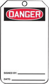 Accuform Signs® 5 3/4" X 3 1/4" Black, Red And White HS-Laminate Accident Prevention Blank Tag "DANGER" With Pull-Proof Metal Grommeted 3/8" Reinforced Hole And OSHA Header (25 Per Pack)
