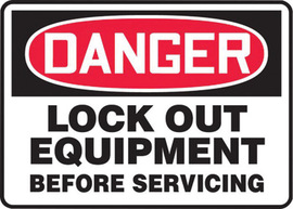 Accuform Signs® 10" X 14" Red/Black/White Aluminum Safety Sign "DANGER LOCKOUT EQUIPMENT BEFORE ENTERING"