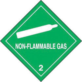 AccuformNMC™ 4" x 4" Green/White Poly HAZARD CLASS 2 Label "NON-FLAMMABLE GAS 2 (With Graphic)"