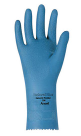 Ansell Size 8 Sky Blue Natural Blue™ 12" 17 mil Unsupported Natural Rubber Latex Light Duty Chemical Resistant Gloves With Fishscale Grip Finish And Pinked Cuff