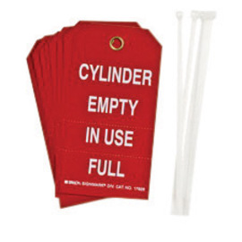 Brady® 5 3/4" X 3" Red/White Rigid Polyester Cylinder Status Tag (10 Per Pack) "CYLINDER EMPTY IN USE FULL"