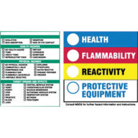 Brady® 4" X 5.875" Black/Blue/Green/Red/Yellow/White Permanent Acrylic Paper Label (100 Per Pack) "HEALTH FLAMMABILITY REACTIVITY PROTECTIVE EQUIPMENT"