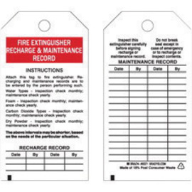 Brady® 5 3/4" X 3" Black/Red/White Rigid Polyester Tag (25 Per Pack) "FIRE EXTINGUISHER RECHARGE & INSPECTION RECORD"