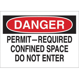 Brady® 7" X 10" X .006" White, Black And Red Overlaminate Polyester Confined Space Sign "DANGER PERMIT-REQUIRED CONFINED SPACE DO NOT ENTER"
