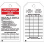 Brady® 5 3/4" X 3" Black/Red/White Rigid Polyester Tag (25 Per Pack) "MAINTENANCE CHECK YEARLY.  CARBON DIOXIDE TYPES - INSPECTION CHECK MONTHLY, MAINTENANCE CHECK YEARLY.  DRY POWDER - INSPECTION CHECK MONTHLY, MAINTENANCE CHECK YEARLY.  FOAM…"