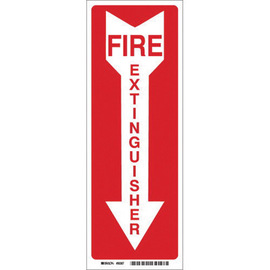 Brady® 14" X 3 1/2" X .006" White And Red Overlaminate Polyester Fire Extinguisher Sign "Fire Extinguisher"