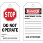 Brady® 5 3/4" X 3" Black/Red/White Heavy-Duty Polyester Accident Prevention Tag (10 Per Pack) "STOP DO NOT OPERATE SIGNED BY___DATE___"