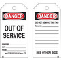 Brady® 5 3/4" X 3" Black/Red/White Rigid Polyester Tag (10 Per Pack) "OUT OF SERVICE SIGNED BY___DATE___PHONE___"