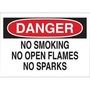 Brady® 10" X 14" X .006" Black And White And Red Overlaminate Polyester Danger Sign "DANGER NO SMOKING NO OPEN FLAMES NO SPARKS"