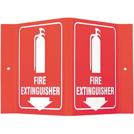 Brady® 6" X 8" X 4" White And Red Durable Acrylic Safety Sign "Fire Extinguisher"