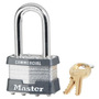 Master Lock® Silver 1 3/4" X 1 5/16" X 7/8" Laminated Steel Non-Rekeyable Rectangular Padlock With 5/16" X 3/4" X 1 1/2" Shackle And (2) Keys (Keyed Alike)