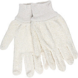 MCR Safety Large 12" Natural 24 Ounce Heavy Weight Cotton/Polyester/Terry Cloth Heat Resistant Gloves With 4" Knit Wrist And Straight Thumb