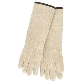 MCR Safety Large Natural 32 Ounce Extra Heavy Weight Terry Cloth Heat Resistant Gloves With 11" Gauntlet Cuff, Jersey Lining And Straight Thumb