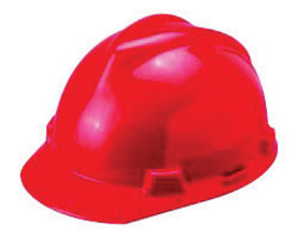 MSA Red V-Gard® Polyethylene Cap Style Hard Hat With Pinlock/4 Point Pinlock Suspension