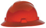 MSA Orange V-Gard® Polyethylene Full Brim Hard Hat With Ratchet/4 Point Ratchet Suspension