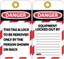 AccuformNMC™ 6" X 3" Black/Red/White Unrippable Vinyl "THIS TAG & LOCK TO BE REMOVED ONLY BY"