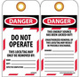 AccuformNMC™ 6" X 3" Black/Red/White Unrippable Vinyl (10 Per Pack) "DO NOT OPERATE THIS LOCK/TAG"
