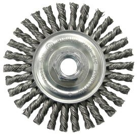 RADNOR™ 4" X M-10 X 1 1/4" Carbon Steel Twist Knot Wire Wheel Brush