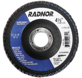 RADNOR™ 4 1/2" X 7/8" 36 Grit Type 29 Flap Disc