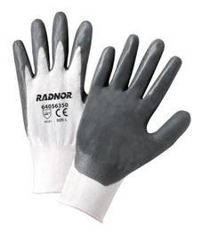 RADNOR™ Medium 13 Gauge Nitrile Palm And Finger Coated Work Gloves With Nylon Liner And Knit Wrist