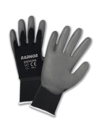 RADNOR™ 2X 15 Gauge Polyurethane Palm And Finger Coated Work Gloves With Nylon Liner And Knit Wrist