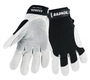 RADNOR™ Medium Black And White  Goatskin Full Finger Mechanics Gloves With Hook and Loop Cuff