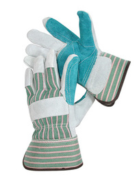 RADNOR™ Medium Green Split Leather Palm Gloves With Canvas Back And Safety Cuff