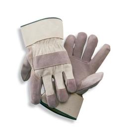 RADNOR™ 2X White Split Leather Palm Gloves With Canvas Back And Safety Cuff