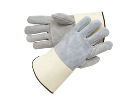 RADNOR™ 2X Natural Split Leather Palm Gloves With Leather Back And Gauntlet Cuff