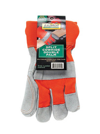 RADNOR™ Large Orange Shoulder Split Leather Palm Gloves With Canvas Back And Safety Cuff