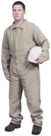 Stanco Safety Products™ Large Tan Indura® Flame Resistant Coveralls With Front Zipper Closure