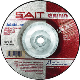 United Abrasives/SAIT 4 1/2" X 1/4" X 5/8" - 11"  24 Grit Aluminum Oxide Type 28 Grinding Wheel