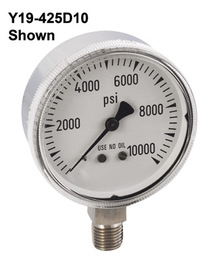 Airgas® 2 1/2" 0 - 10000 PSI Stainless Steel Gauge With 200 PSI Graduations And 1/4" Male NPT Lower Mount