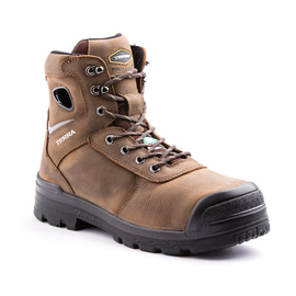 TERRA Size 8 1/2 Brown Marshal Leather Composite Toe Safety Boots With High Traction, Anti F.O.D. Slip Resistant Rubber Outsole