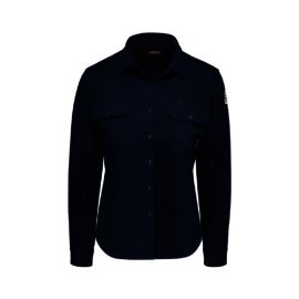 Bulwark® Women's Large Navy Cotton/Spandex Elastane Flame Resistant Shirt