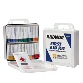 RADNOR™ White Plastic Portable Or Wall Mount 50 Person 129 Piece First Aid Kit