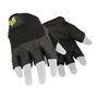 Valeo® Large Black VALEO-V335 Leather Half Finger Mechanics Gloves With Adjustable Cuff