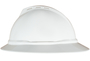 MSA White V-Gard® Polyethylene Full Brim Hard Hat With Ratchet/6 Point Ratchet Suspension