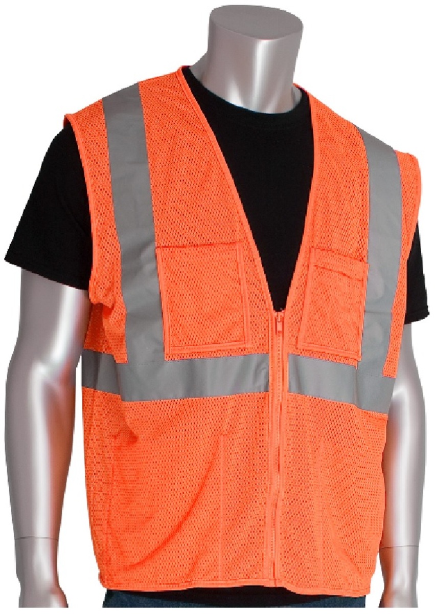 Pip Vests Airgas - PIP302MVGZ4PORM - PIP Global Safety® Medium Hi-Vis Orange Mesh ...